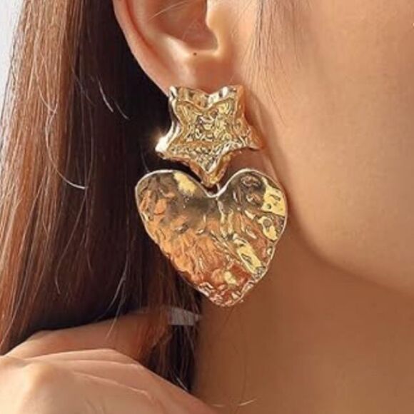 Statement heart earrings M254 - Picture 1 of 2
